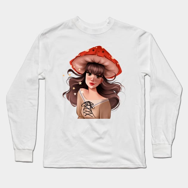 Mushroom Girl Long Sleeve T-Shirt by Seda